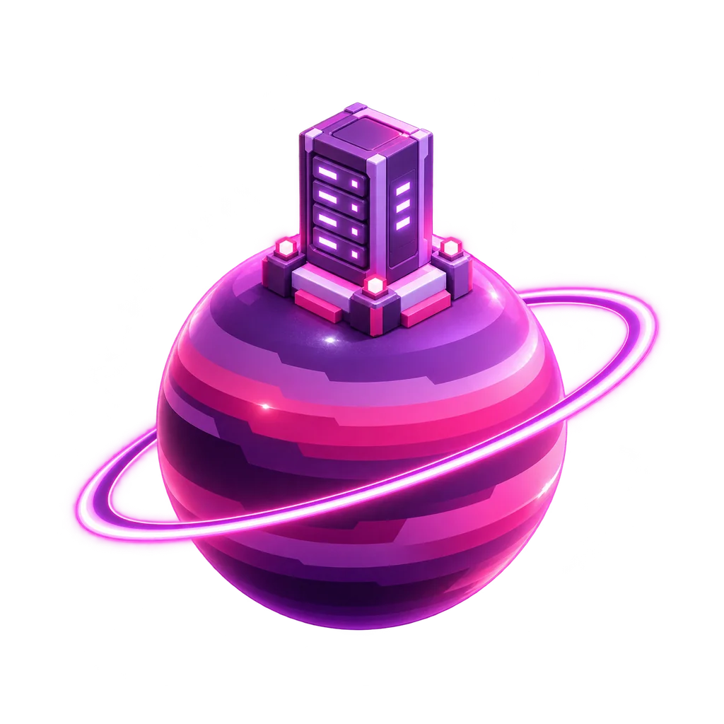 Ilustrace: planeta s jediným serverovým monumentem — dedikované servery